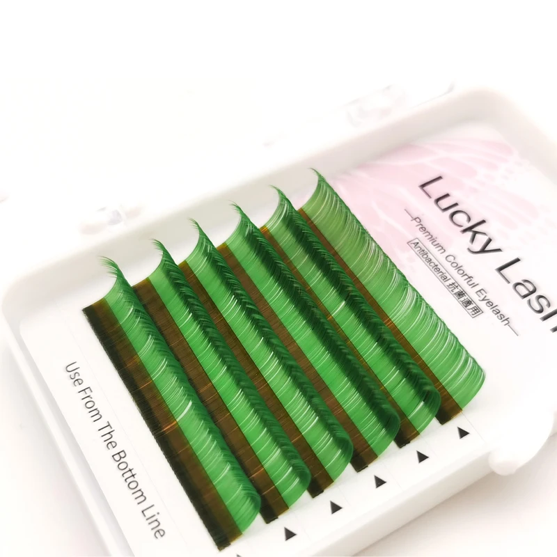 Желтые/зеленые/красные/фиолетовые/синие/коричневые 8 цветов ливневые разноцветные ресницы удлинение