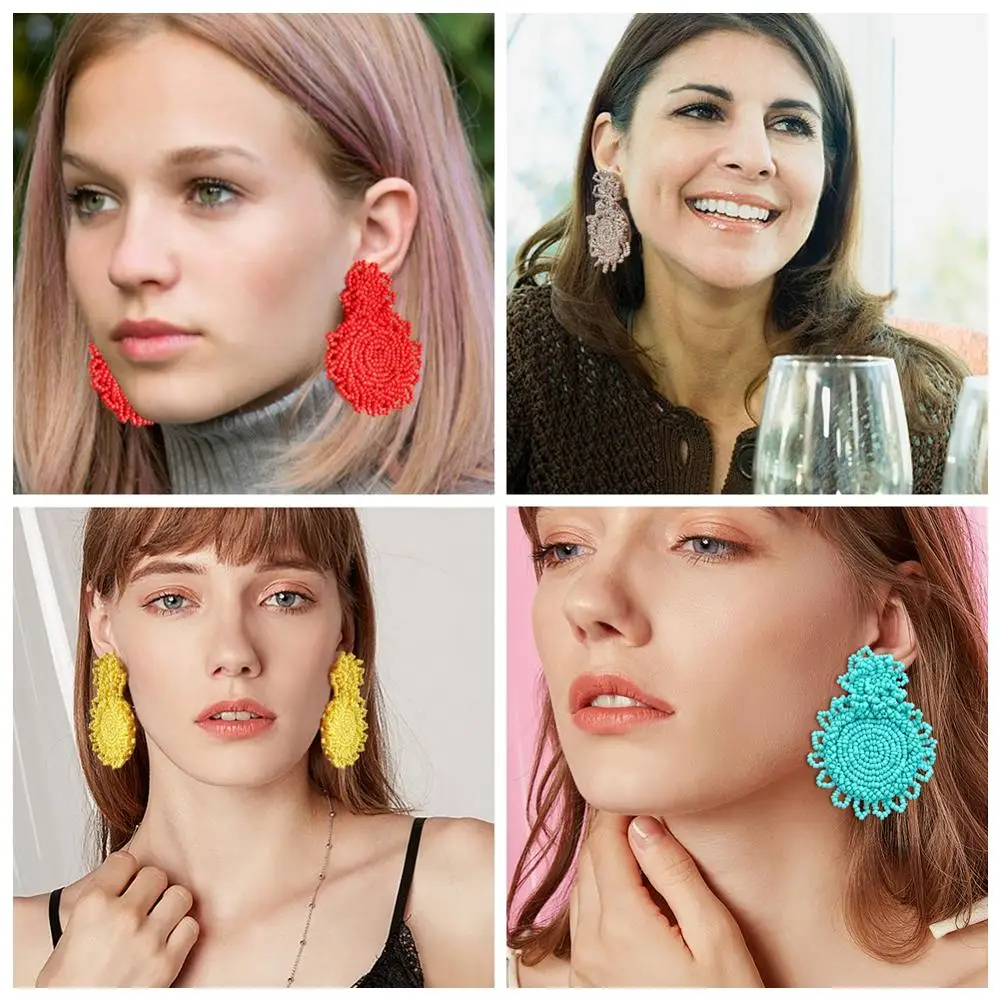 Богемные женские висячие серьги ROYALBEIER длинные кисточки с бусинами ручной работы