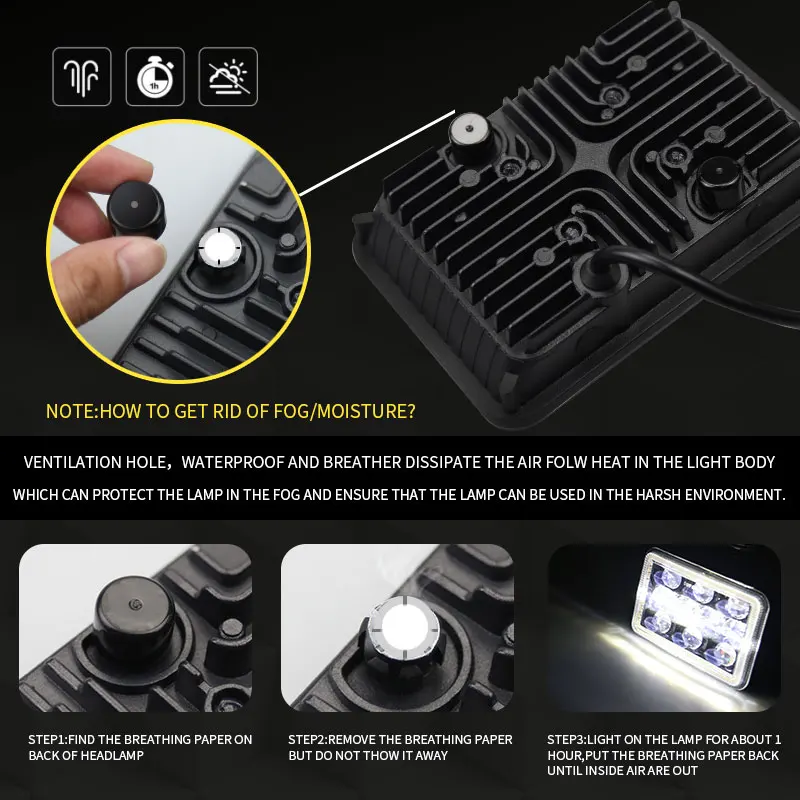 

300W 4X6 Inch LED Headlight Bulbs 30000LM Projector High Low Beam Head Light Lamp with Angel Eye for Jeep Wrangler Cherokee