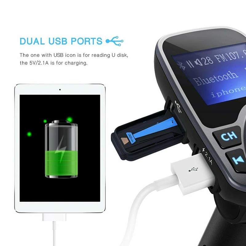 Беспроводной автомобильный аудиоприемник с 2 мя USB портами 1 44 дюйма| |