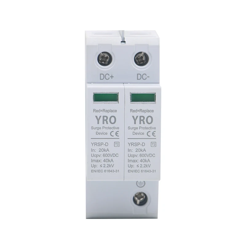 dc spd 2p 20 40ka 600v 800v surge protective device low voltage arrester house din rail 2 poles protector yrsp d2t2 free global shipping