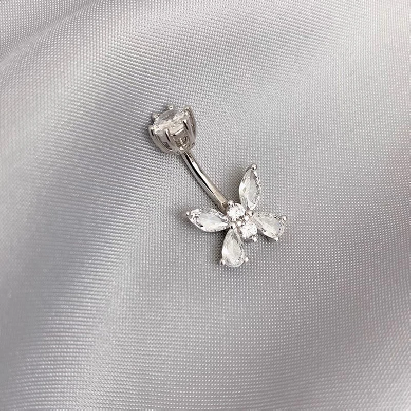 Серебряные кольца для пирсинга пупка с бабочкой 925 пробы украшение тела женщин