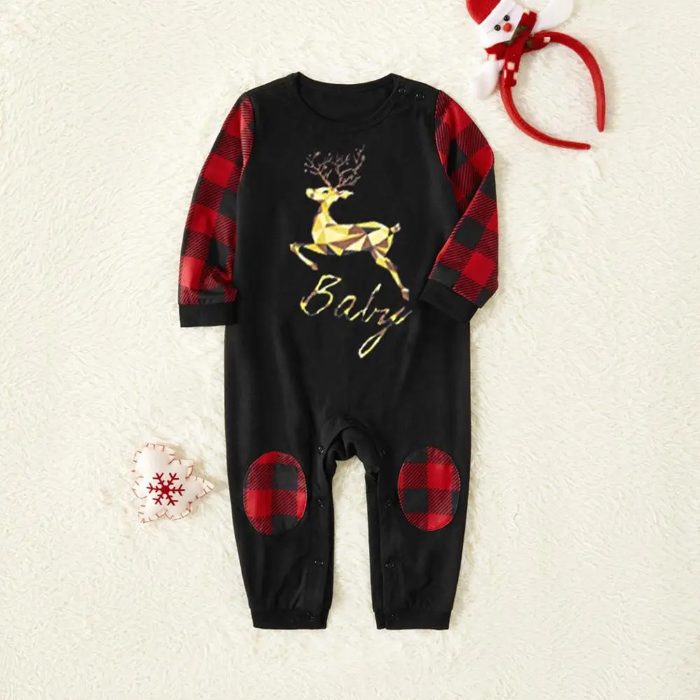 

family christmas pajamas 2020 Christmas Clothes Deer Printed Plaid Family pajamas Set Daddy and Mommy Kids Baby clothes