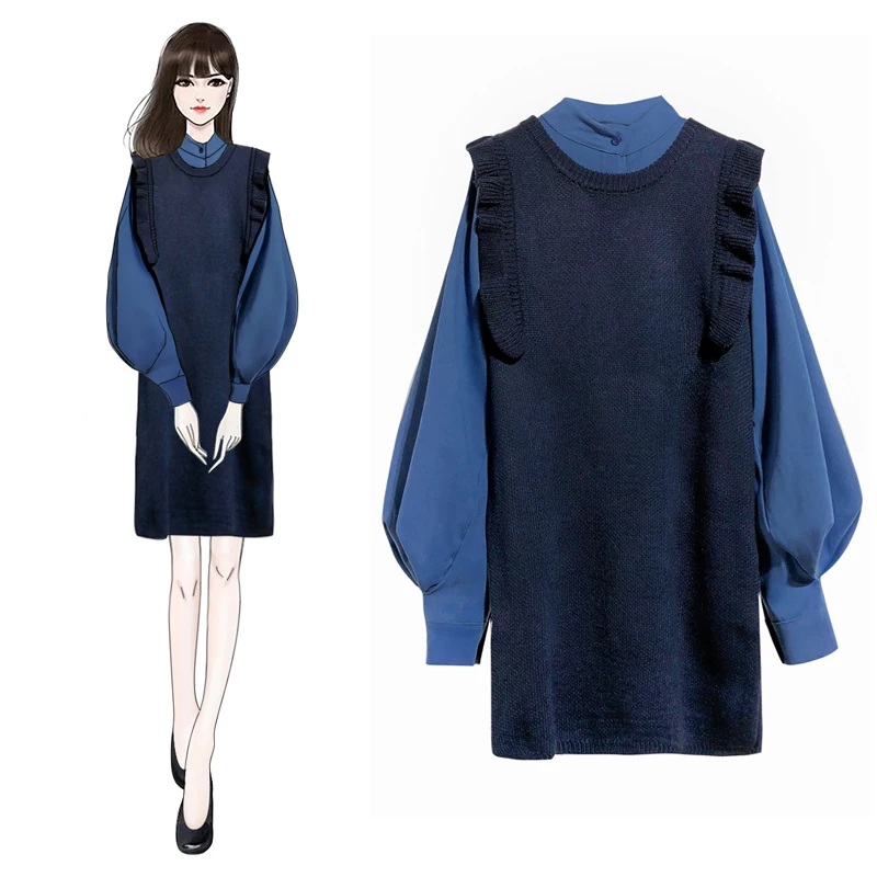 Мягкий свитер женский свободный новый осенний Модный милый вязаный костюм из
