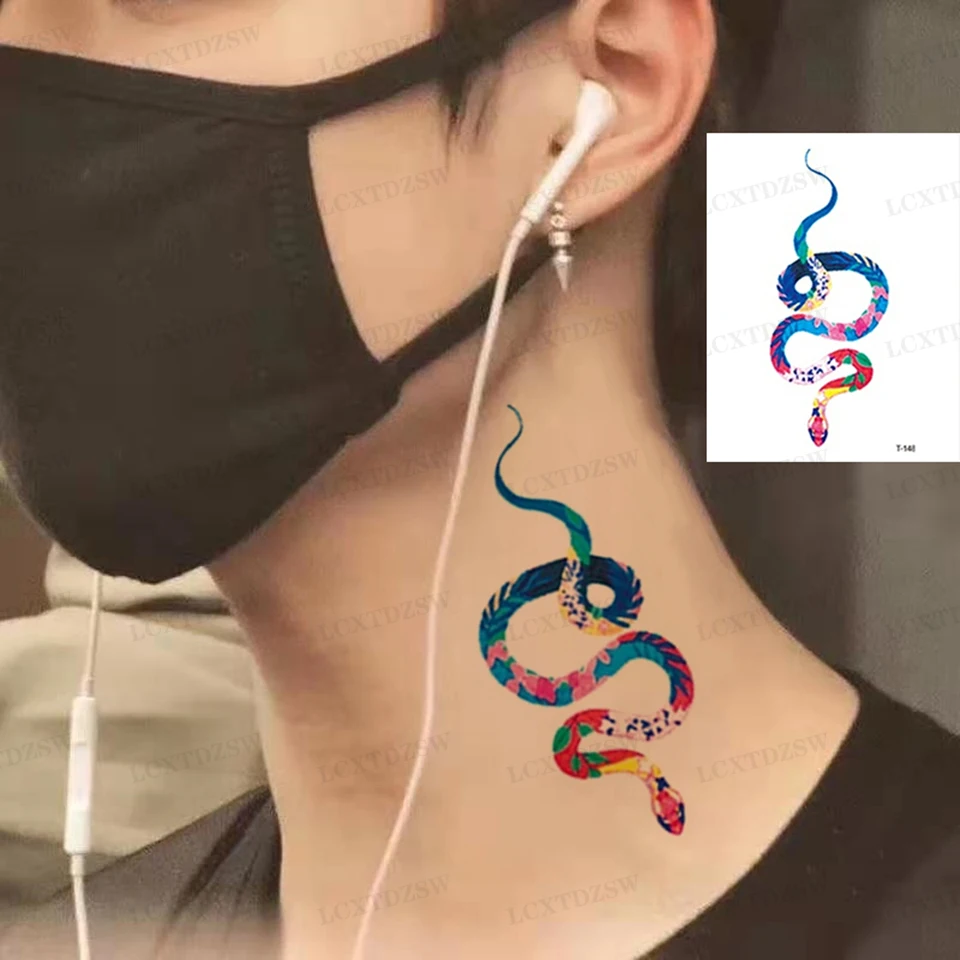 Small Size Snake Temporary Tattoo Stickers For Women Men Body Waist Neck Arms Legs Waterproof Fake Tattoo Snake Tattoo