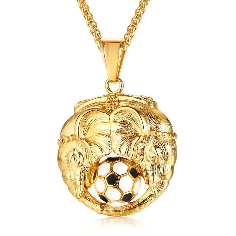 Креативный дизайн ожерелье с футбольной подвеской для мужчин золотой цвет