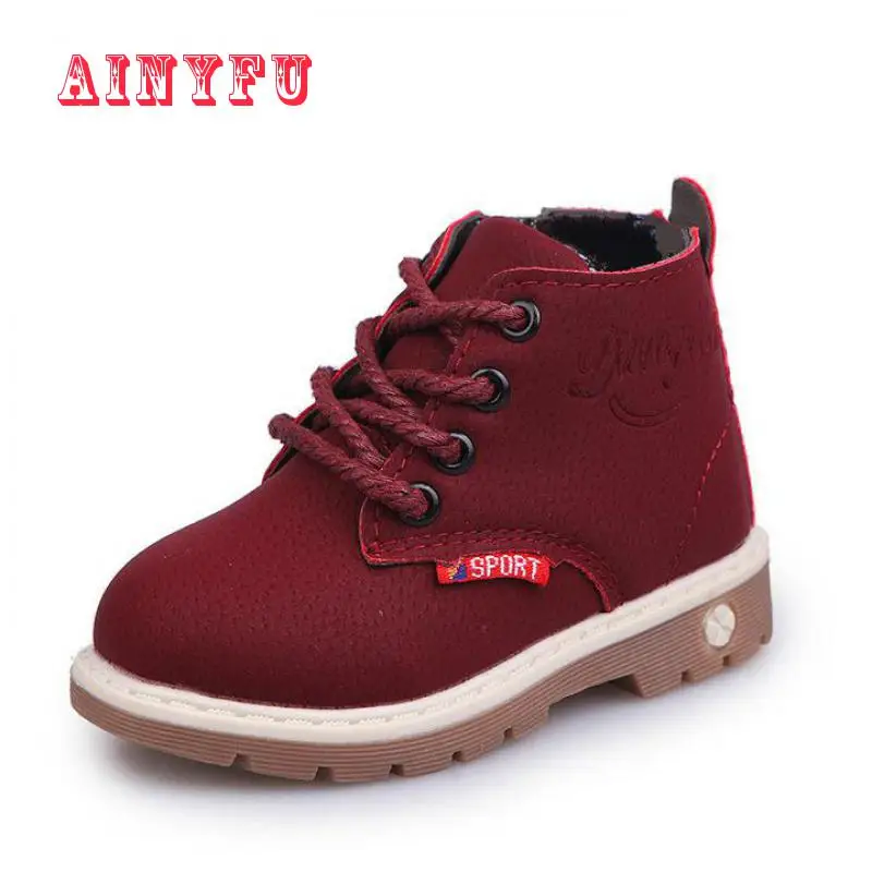 Новые детские кожаные ботинки Martin модная осенне зимняя теплая обувь из хлопка