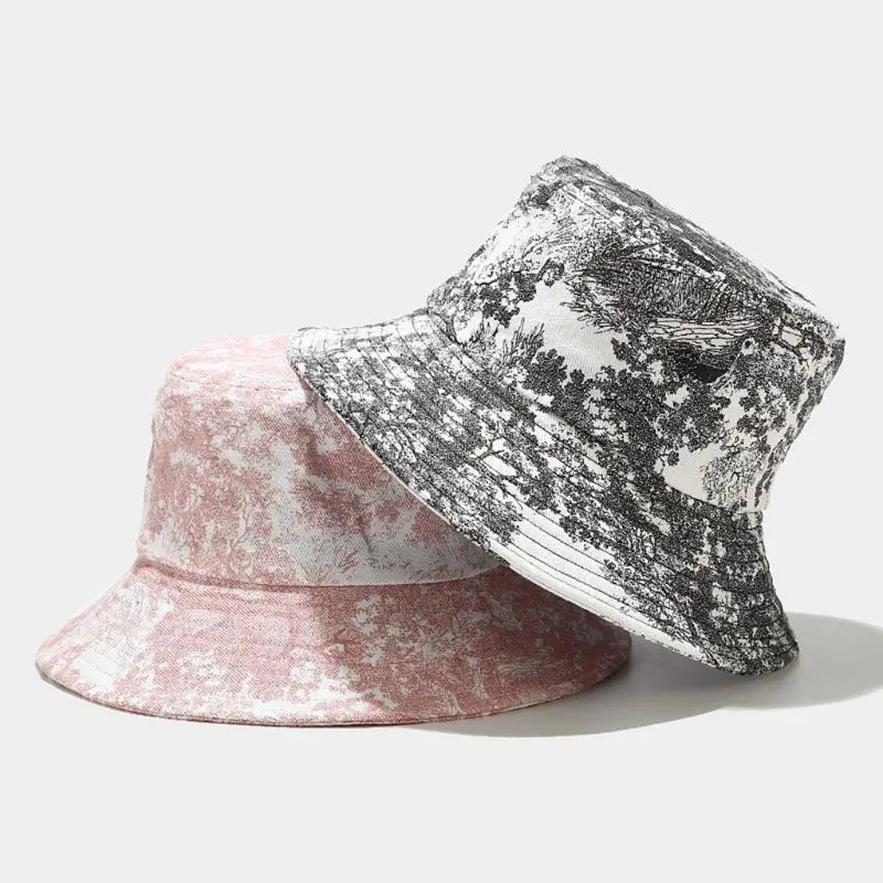 Панама с китайским чернильным рисунком унисекс винтажная шляпа принтом Tie-Dye для