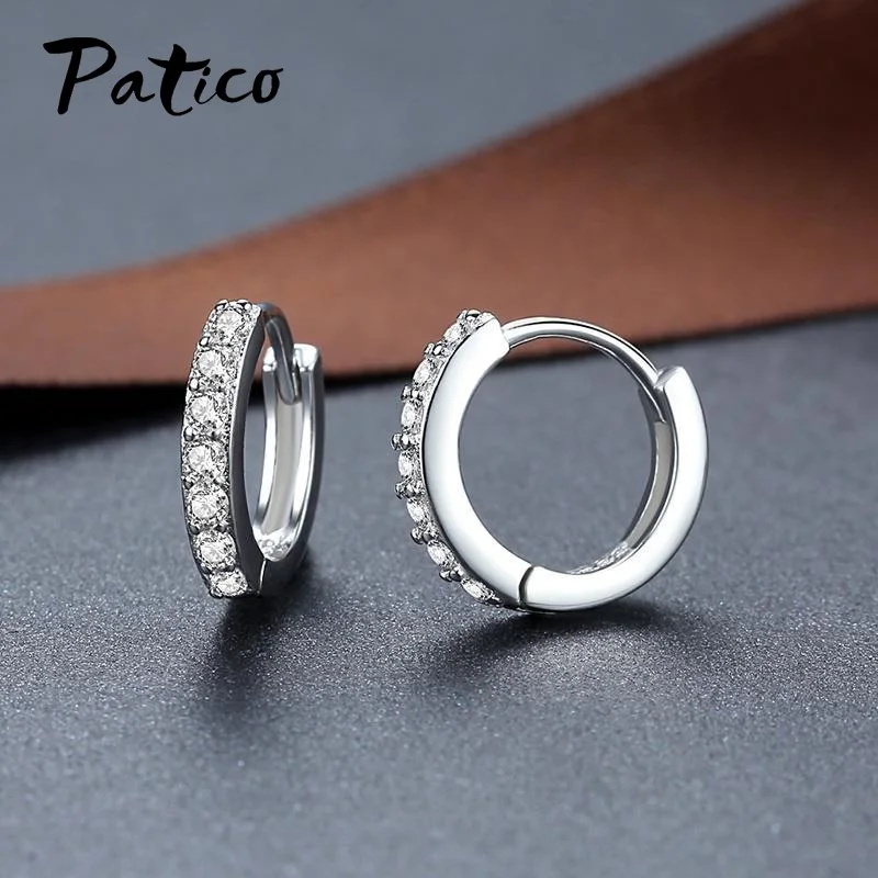 Женские круглые серьги-кольца из серебра 925 пробы с фианитами | Украшения и