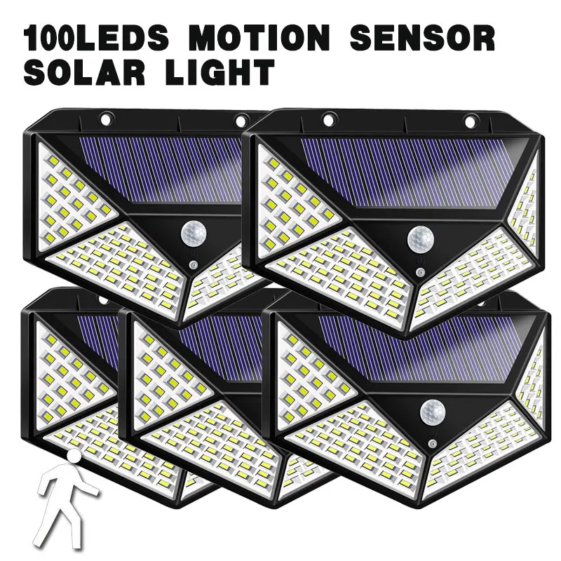 

Outdoor 100LED Solar Light Motion Sensor Waterproof Sunlight Garden Decoration Street Lights Waterproof Solar Powered Wall Lamp