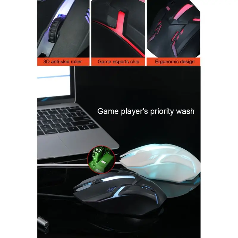 Проводная игровая мышь USB 1200 DPI электронная спортивная игра RGB Светящиеся