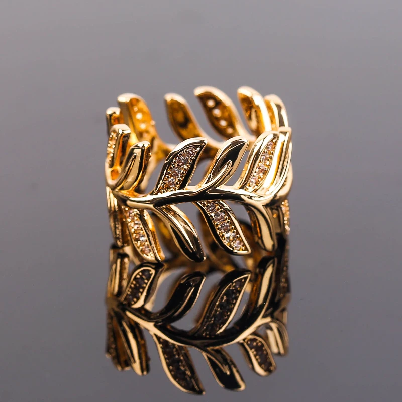 

Creative Giant Golden Leaves White CZ Stone Ring Mens Womens Punk Party Finger Ring Hip hop Rings Jewelry Wholesale