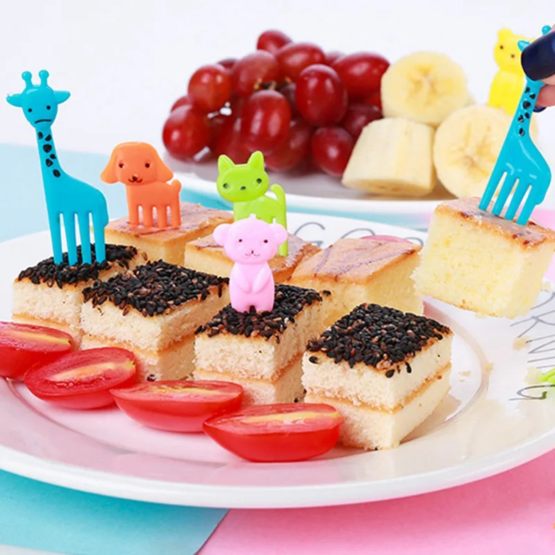 10 шт./компл. Кухонные гаджеты мини животное плоды вилкой пластмассовые фруктовые