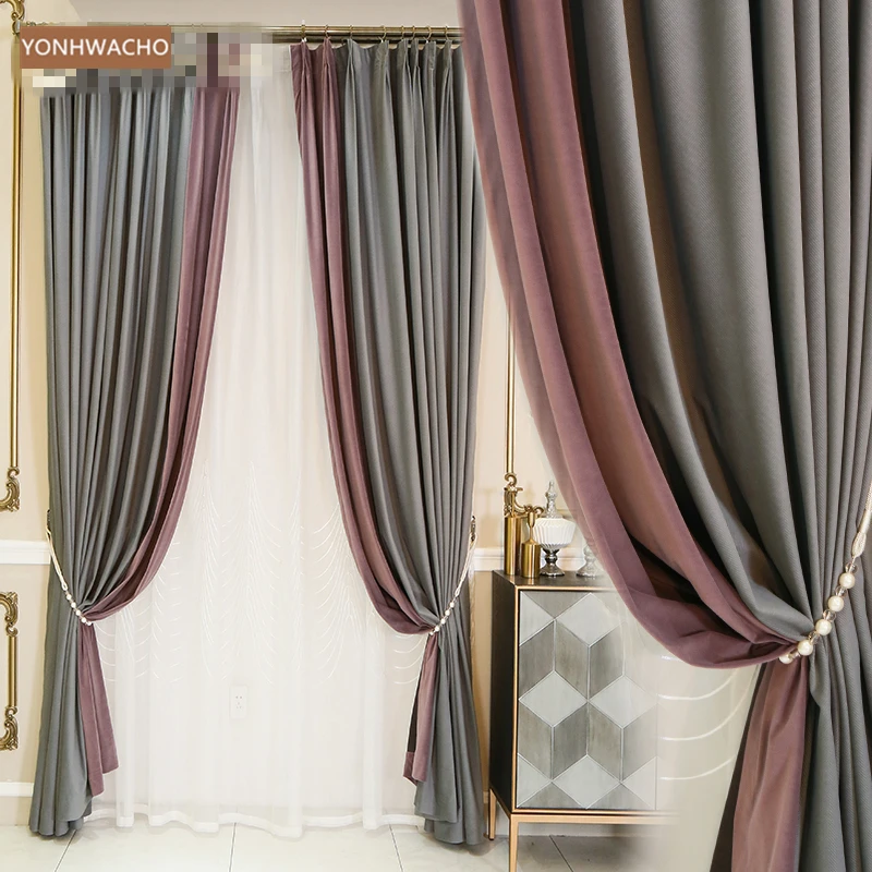 

Занавески на заказ, простые неоклассические высококачественные серые фланелевые теплоизоляционные бархатные плотные тканевые затемняющи...