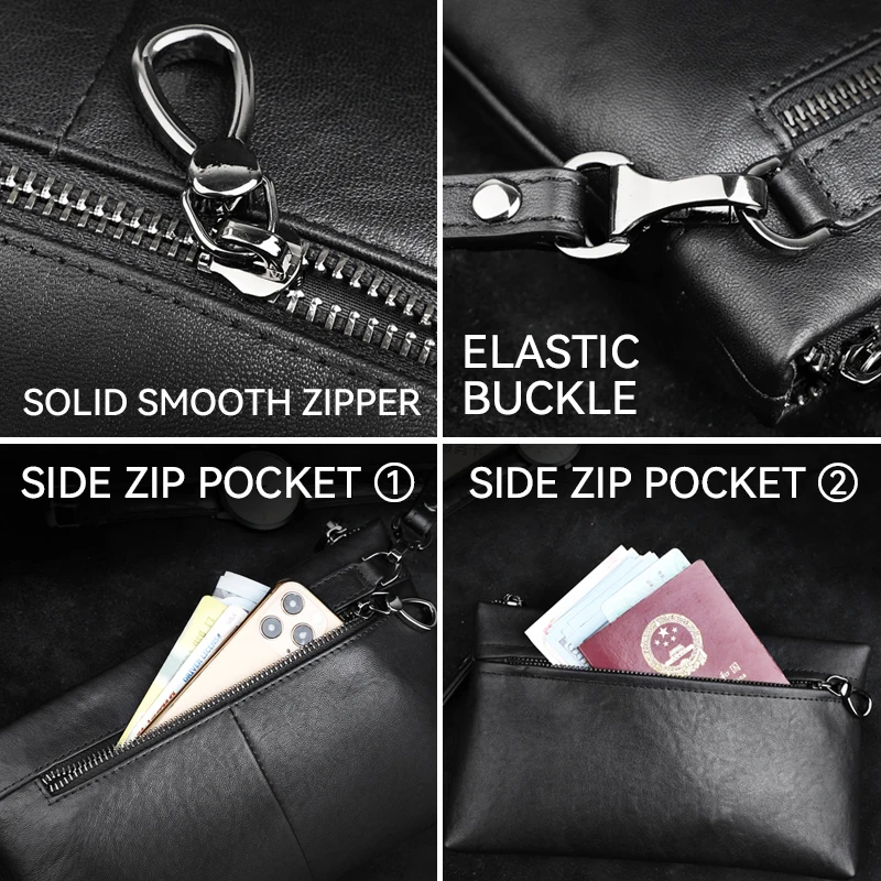 Vintage Genuine Leather Men's Clutch Bag Large Capacity Card Slot Phone Holder Pouch Long Wallets Business Handbag Hand Bag