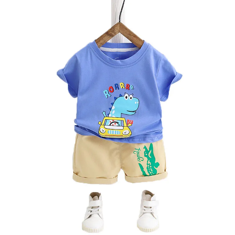 

Children Clothes Sets Summer Baby Cartoon Car Short Sleeve Shorts Cotton Casual Costume Kids Boys And Girls Clothing Suit