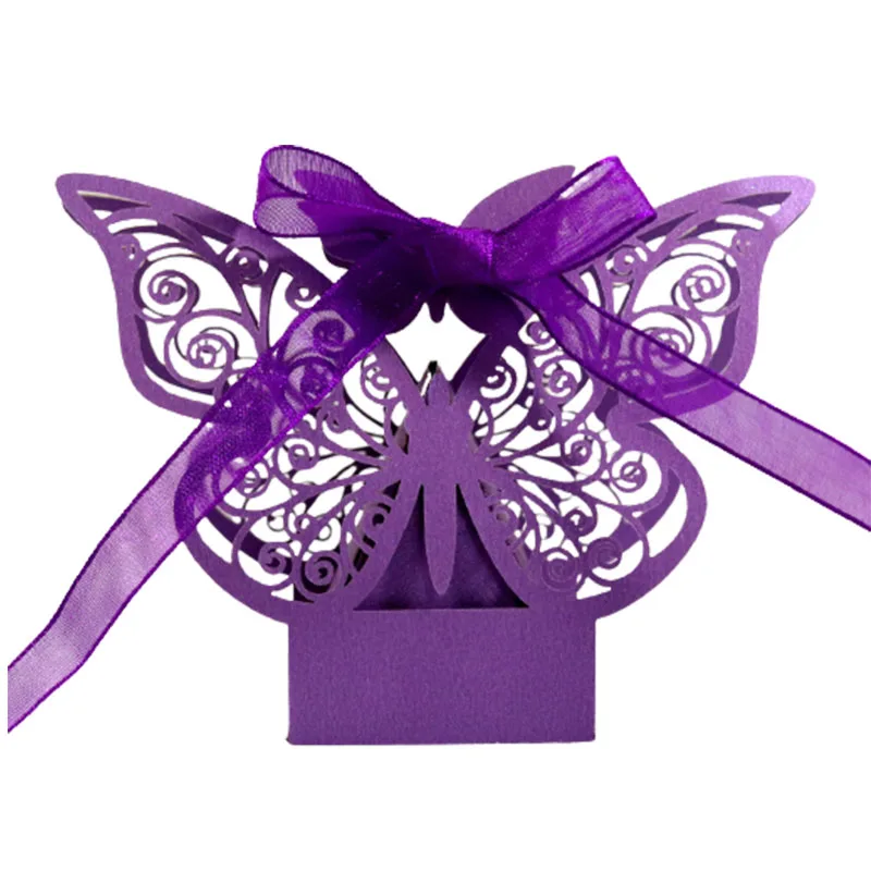 10 шт. бабочка Лазерная резка Свадьба сувениры подарки коробка для конфет с ленты