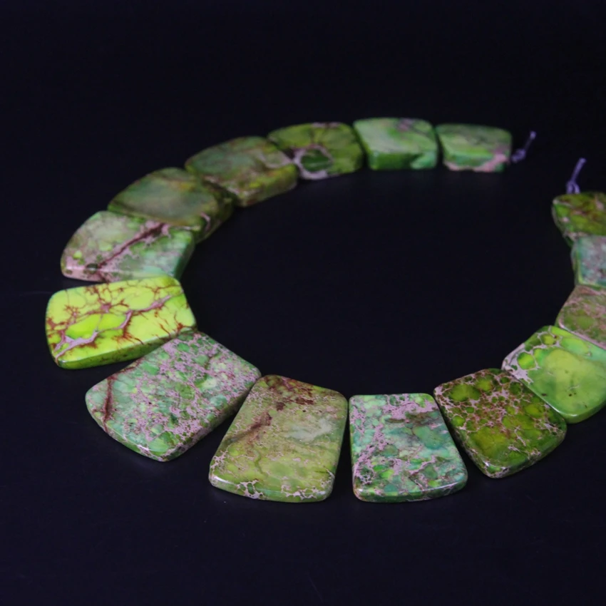 15 шт. сверху сверсветильник ые морские осадки Jaspers трапециевидная плита бусины, императорские искусственные ожерелья модные ювелирные изделия Mking