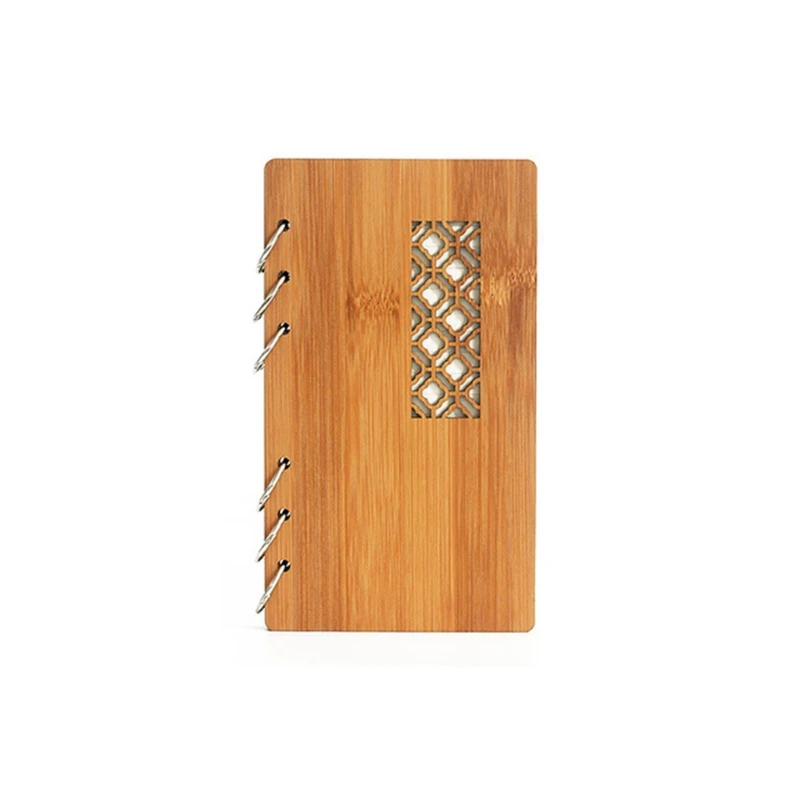 

G92E A6 Refillable Hollow Wood Cover Journal Handbook for Gift Orchid/Ruyi Hollow Wood Cover Personal Diary Journal Handbook