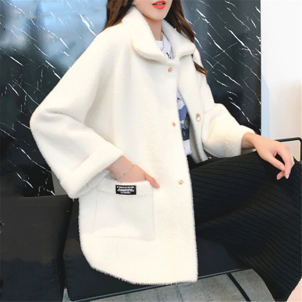 

Mink like Knitted Overcoat new versatile in autumn and winter