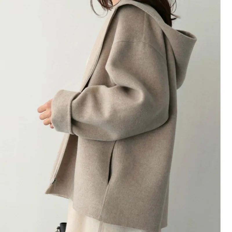 

Женское шерстяное пальто, длинное Свободное пальто в Корейском стиле с длинным рукавом, Осень-зима