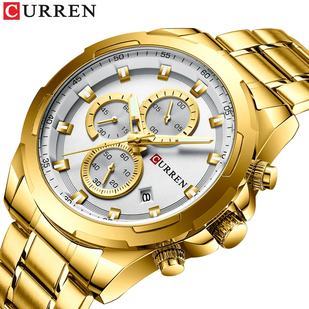 

CURREN New Fashion Causal Style Auto Date Sporty Watches Men Business Quartz Wristwatch Stainless Steel Band Relogio Masculino
