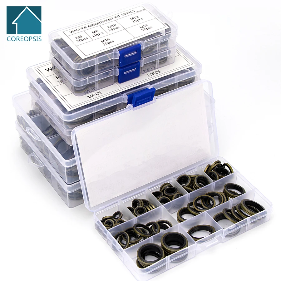 

115-162pcs Sealing Washer O-Ring Flat Gasket M6 M10 M14 M18 M20 M24 M27 M30 M33 M36 Seal High Pressure Gauge Couplers Socket S27