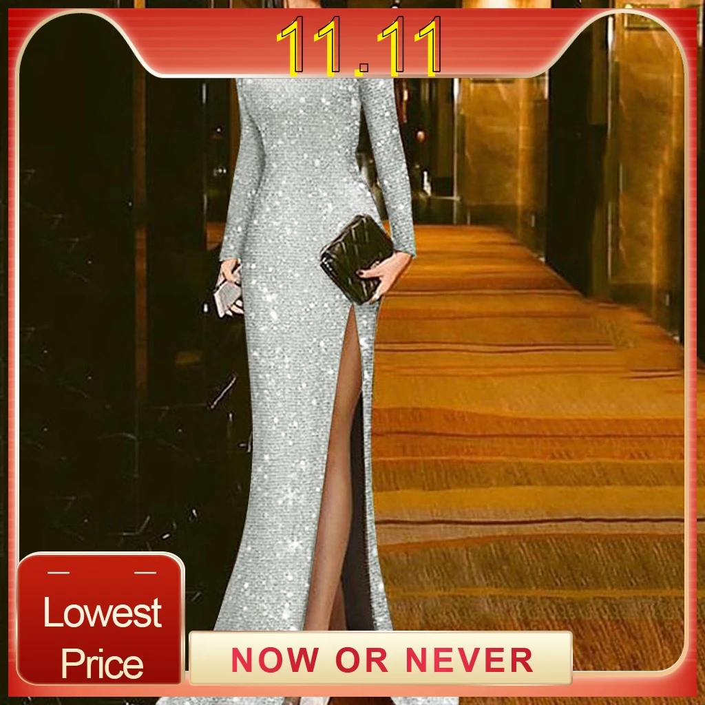 Вечерние платья длинное расшитое блестками элегантное платье новинка 2019