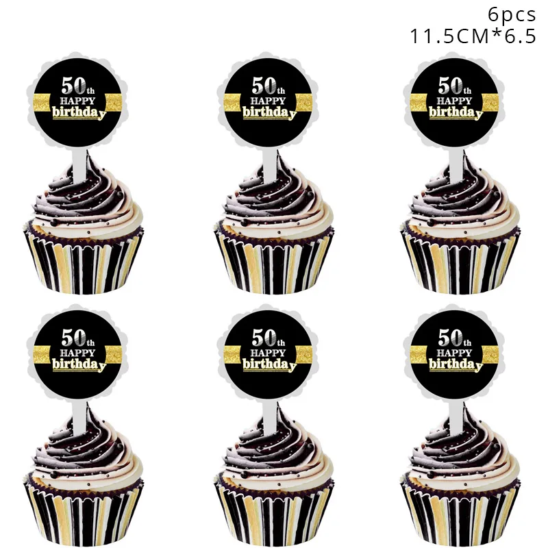 6pcs toppers 50th 30/40/50th декорации с днем рождения взрослых латексные золотистые воздушные шары с украшением в виде кристаллов короны с головными повязками 30th лет предметы декора для вечеринок и дней рождения - Цвет: 6pcs toppers 50th