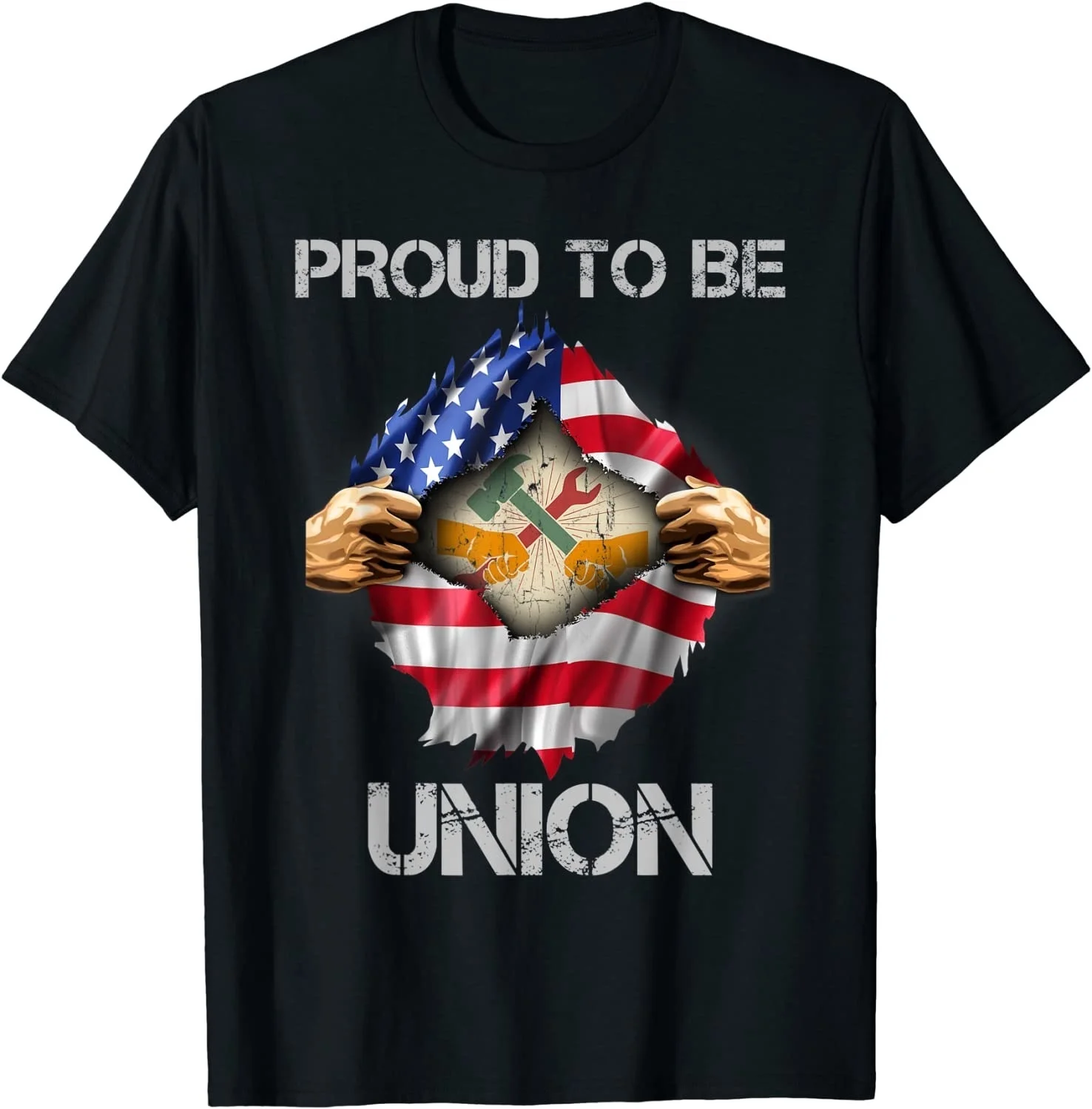 

Proud To Be Union Skilled Labor Worker USA Flag Labor Day T-Shirt Men's T-shirt