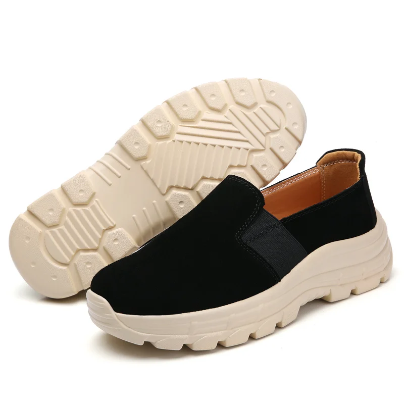 

2021 Women Platform Sneakers Summer Casual Fashion Loafers Black Breathable Outdoor Comfort Walking Female Footwear Plus Size