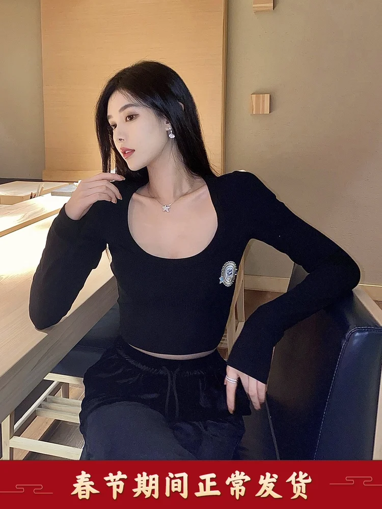 

long sleeve knitted top coat women's autumn and winter bottom coat sweater Pullover slim fit versatile fall and winter