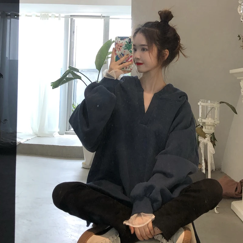 

pullovers casual loose tops hooded long sleeve fashion brand Sweatshirts Women's Clothing Spring autumn Korean style Hoodies