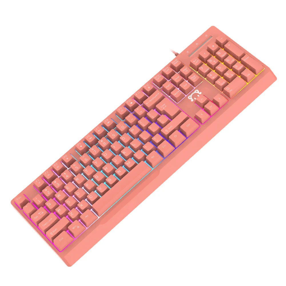 girly pink mechanical gaming keyboard 104 keys usb wired gamer keyboard rgb backlight mechanical keyboard for pc laptop computer free global shipping