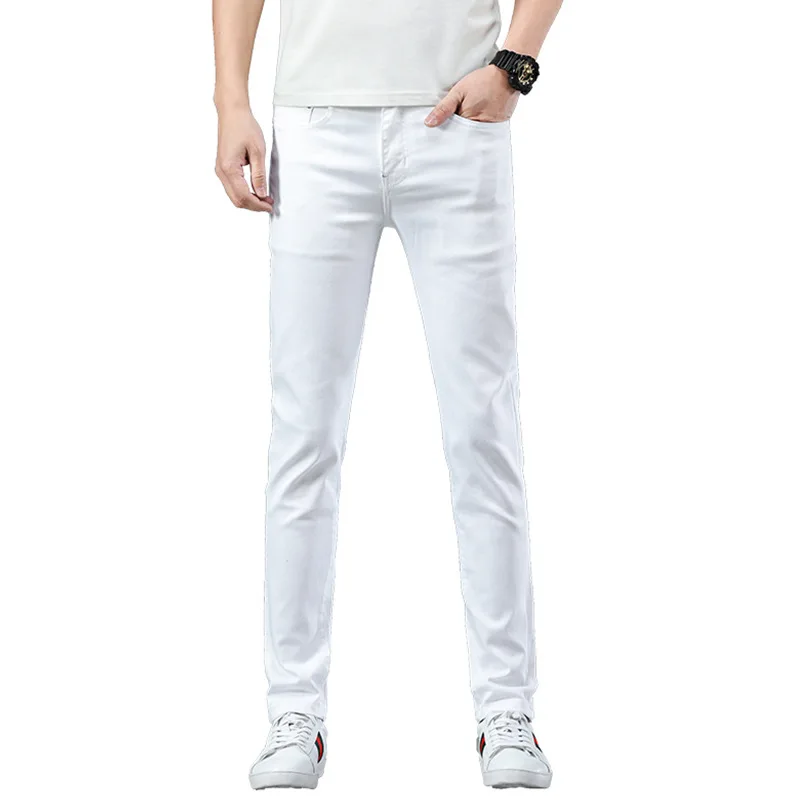 

Jeans 2021 new pants casual straight fit Korean Trend elastic young men's Pants White