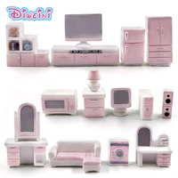 10pcs pink furniture house figure miniature model figurines decoration dollhouse toys children birthday gifts diy accessories
