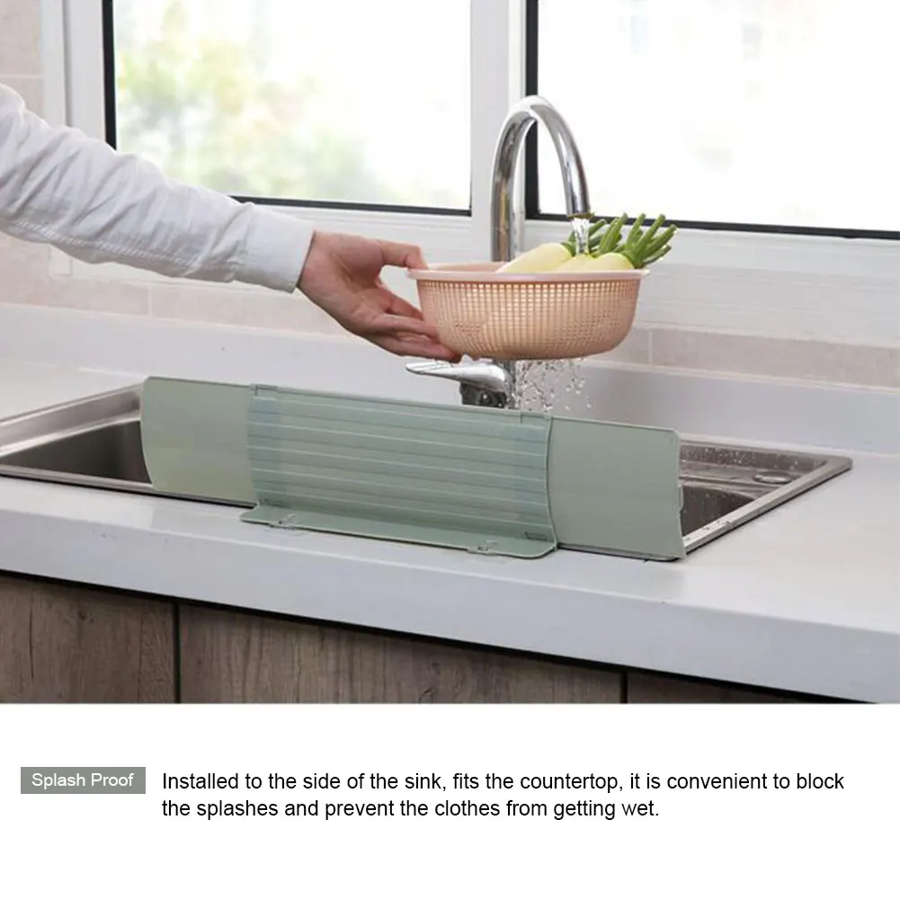 

Water Splash Guard Modern Kitchen Sink Washing Bowl Screen Stretchable Easy Clean Board With Suction Cup Splatter Shield Baffle