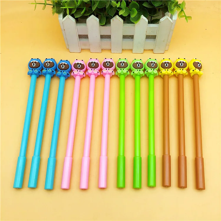 Ceny 24 Sztuk Koreański Cartoon Winter Dress Niedźwiedź Długopis żelowy śliczne Uczeń Nauka Piśmienne Pióra Do Pisania Papelaria Caneta