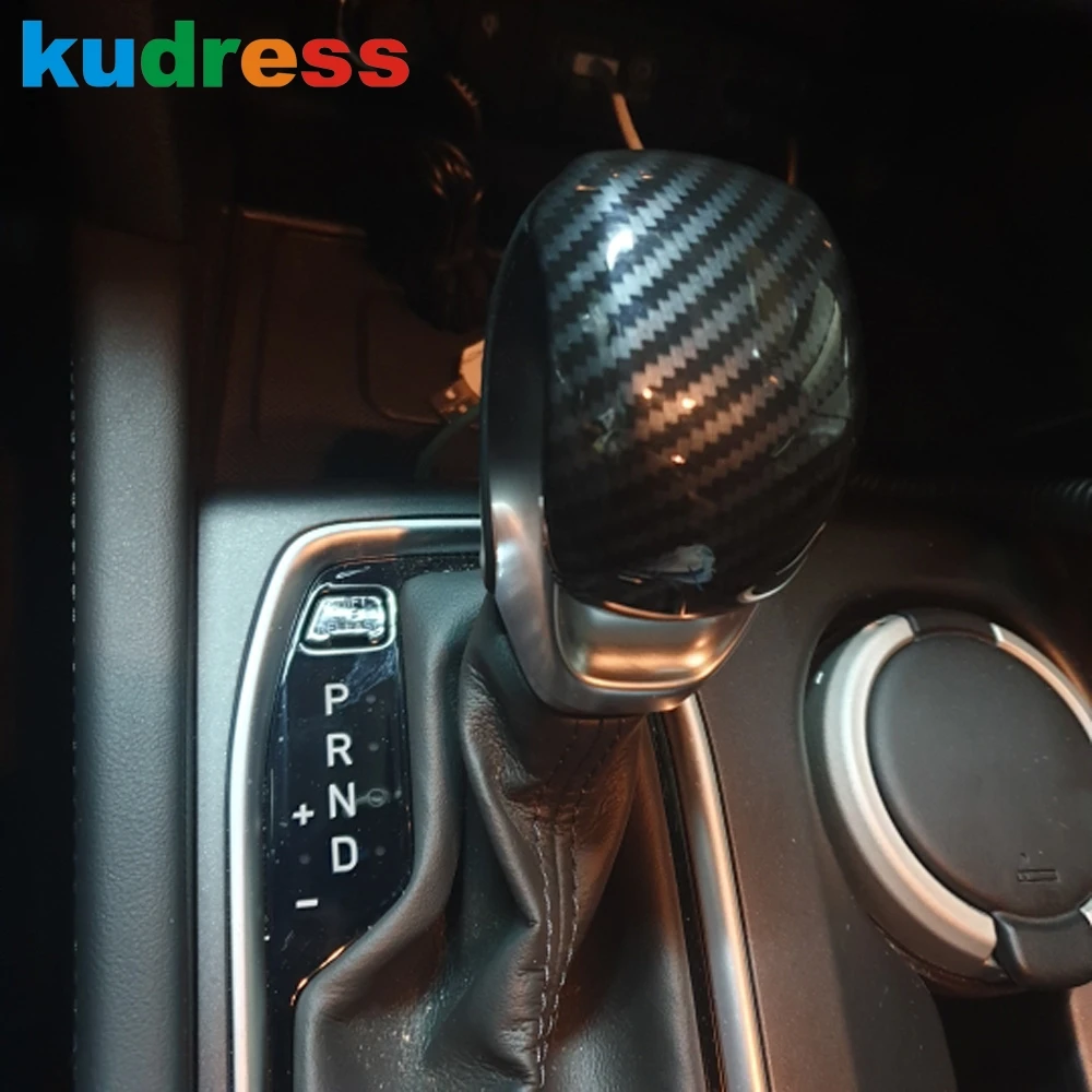 Для Hyundai Santa Fe 2019 2020 2021 углеродное волокно на головке переключения передач Konb