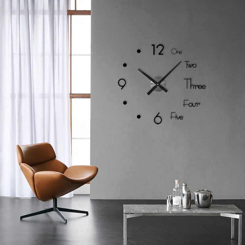 

Modern household wall clock 3D DIY acrylic mirror sticker home decoration art design silent clock
