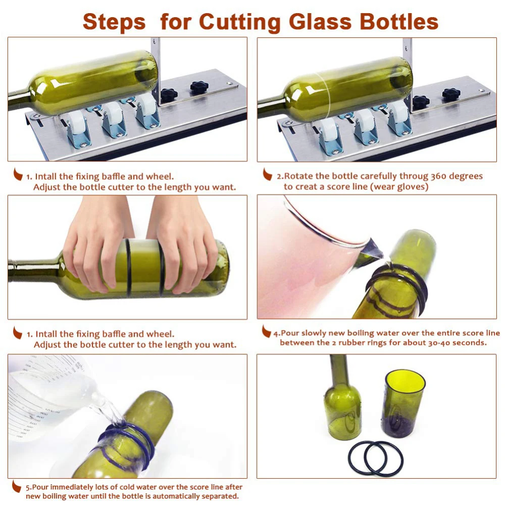 

Glass Bottle Cutter Cutting Machine For Cutting Wine Beer Whiskey Alcohol Champagne With Gloves Fixing Rubber Ring