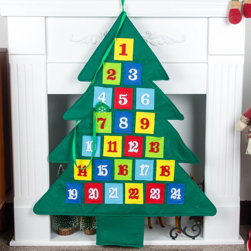 1pc Christmas Advent Calendar Decorations Christmas Tree Calendar Creative Decorative Artificial Craft Hanging Ornament