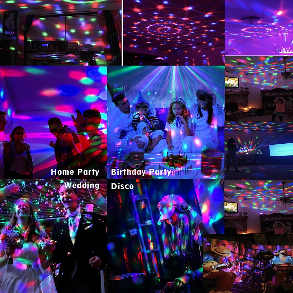 3 LEDs Magic Ball Disco Light Stage Lighting Effect with Remote Controller Auto Sound Control for DJ Concert Party | Лампы и освещение