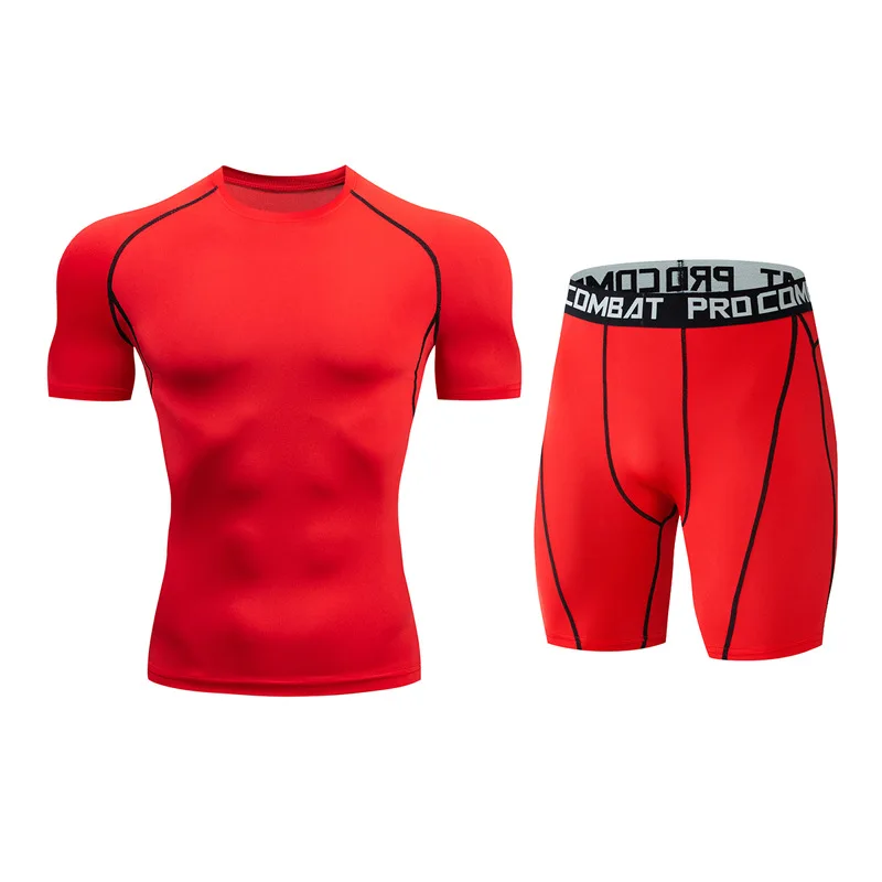 Summer New Style Men's Quick-Drying Suit Fitness Sports Running Sets Gym Compression Breathable Tight-Fitting Workout Clothing | Спорт и