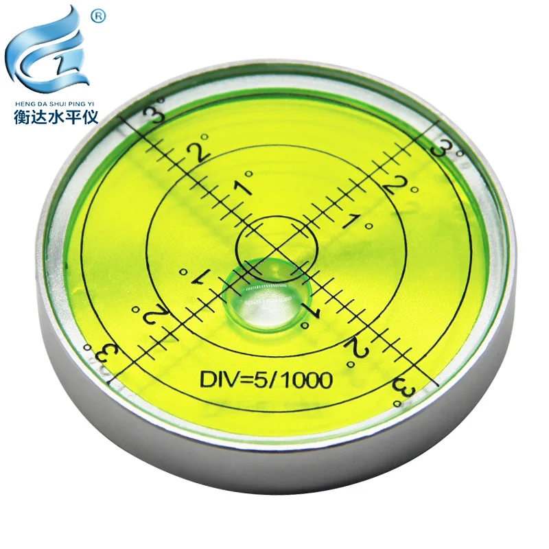 Magnetic level meter mini metal level bead high precision horizontal bubble round small household level bubble 60*10mm