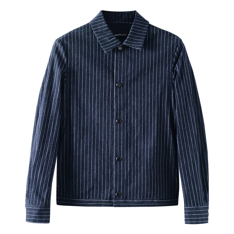 

Korean 2021 Personality Tide Brand Short Men's Jacket Spring Autumn Jacket Retro Striped Male Lapel Casual Jacket Outerwear