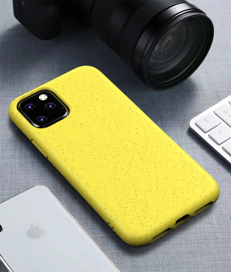 Yellow Натуральная Пшеничная солома Матовый ТПУ Защита телефона от падения Чехол для IPhone 6 7 8 Plus X XR XS 11 Pro Max желтый красный черный задний Чехол - Цвет: Yellow