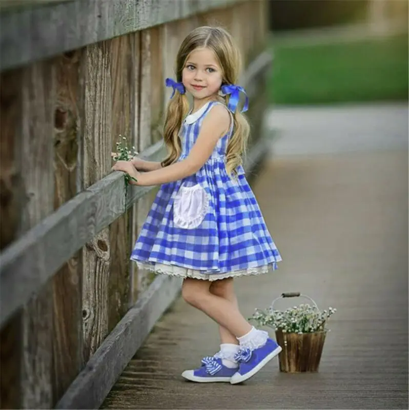 Детское платье для малышей принцессы маленьких девочек повседневное голубое