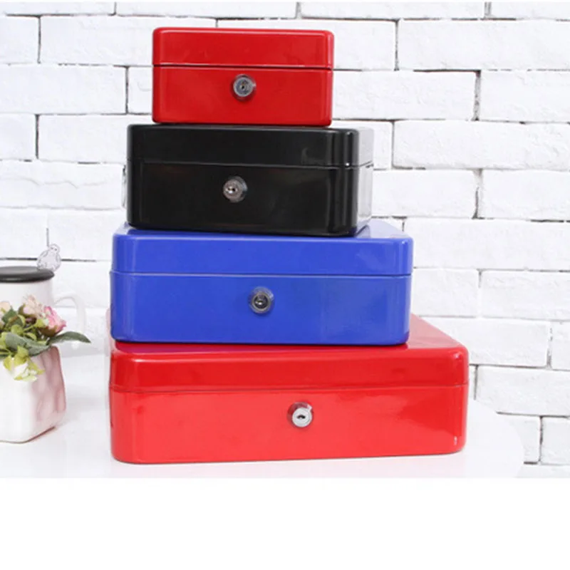 

Portable Steel Safe Box Cash Jewelry Storage Collection Box For Home School Office With Compartment Tray Lockable Security Box L