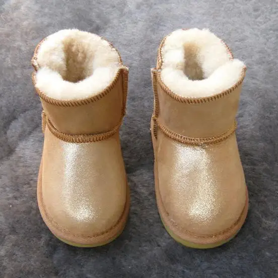 Baby Girls Snow Boots Winter Australia Warm Sheep Skin Leather Fur Baby Botas Waterproof Infant Boot Boys Bootie Shoes Non-slip - Цвет: E